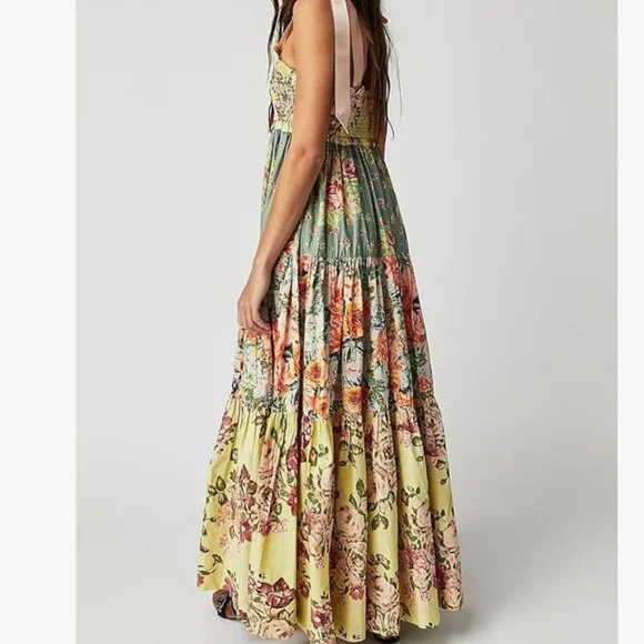 Free People Floral Maxi Dress in Green and Yellow - Picture 2 of 6